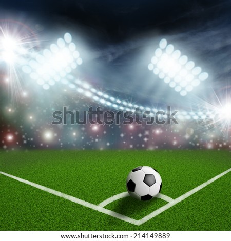 soccer ball on the green field corner