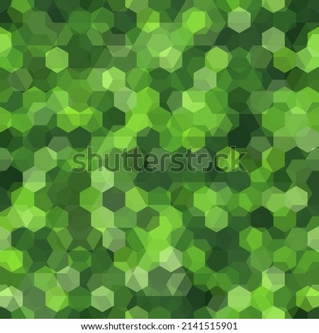 Texture military apple green colors forest camouflage seamless pattern. Green woodland hexagon snakeskin. Abstract army and hunting masking ornament texture. Vector illustration background