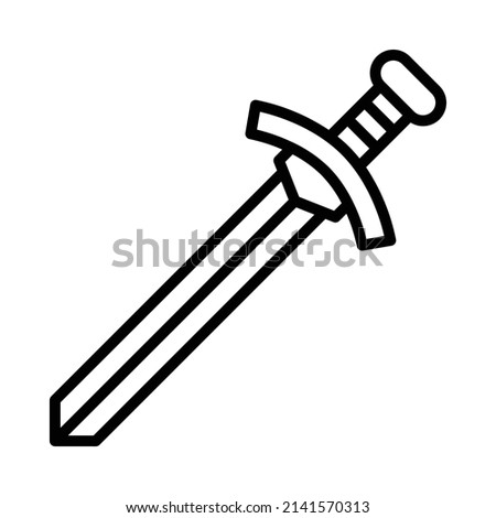 Sword Icon. Line Art Style Design Isolated On White Background