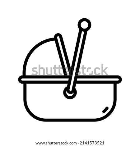 Moses Basket Icon. Line Art Style Design Isolated On White Background