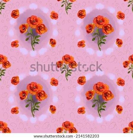 The pattern. Drawing of poppies. Ornament for textile.