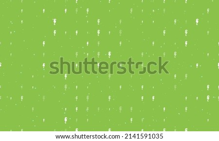 Seamless background pattern of evenly spaced white sea horse symbols of different sizes and opacity. Vector illustration on light green background with stars