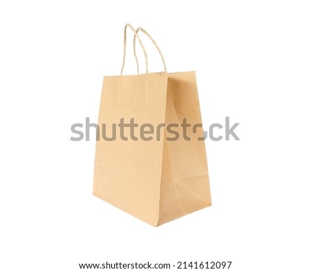 brown paper shopping bags isolated on white background.