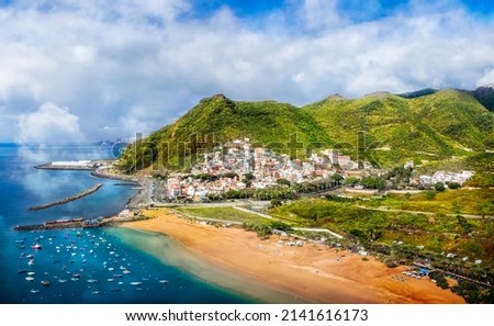 Landscape with Las teresitas beach, Tenerife, Canary Islands, Spain Royalty-Free Stock Photo #2141616173