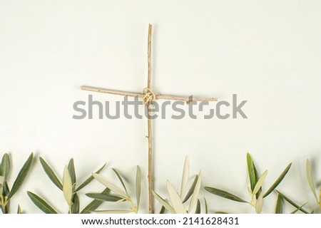 Cross with olive branches olive branches, holy Sunday, holy week