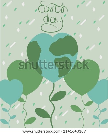 Earth Day.  Globe, earth. Ecological problems and environmental protection. Vector illustration. Caring for nature.