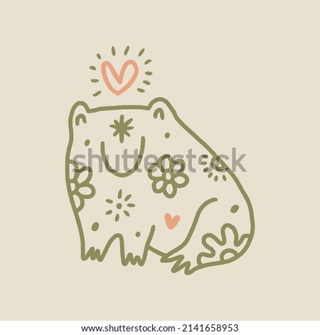 Funny childish cute friendly baby frog minimalist illustration in kawaii style