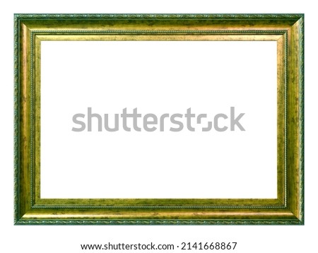 Antique green gold frame isolated on the white background vintage style