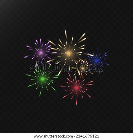 Bright colorful multicolored fireworks for holiday illustrations.