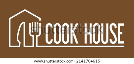 Fork knife vector icon illustration graphic design. House shape logo vector