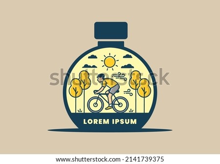 illustration badge of riding bicycle design