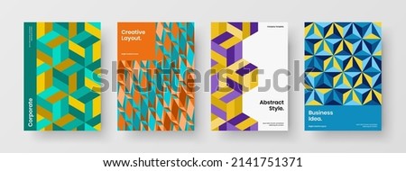 Trendy company identity A4 design vector illustration composition. Modern geometric shapes annual report template collection.