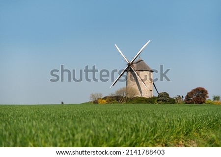 Windmill near mont saint michel in  Normandy