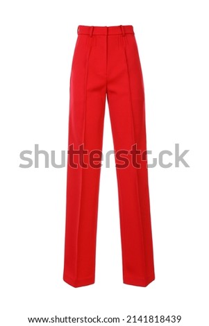 Red women's classic pants isolated on white background Royalty-Free Stock Photo #2141818439