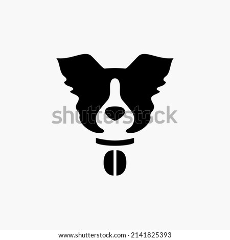 Dog face and coffee bean, black silhouette vector symbol design