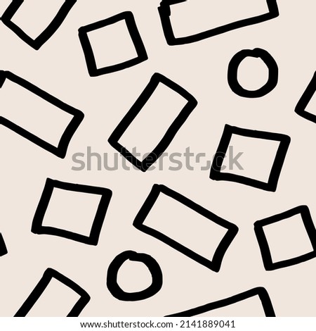 Abstract outline geometric shapes seamless pattern. Vector background in doodle style