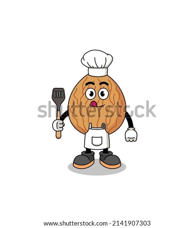 Mascot Illustration of almond chef , character design