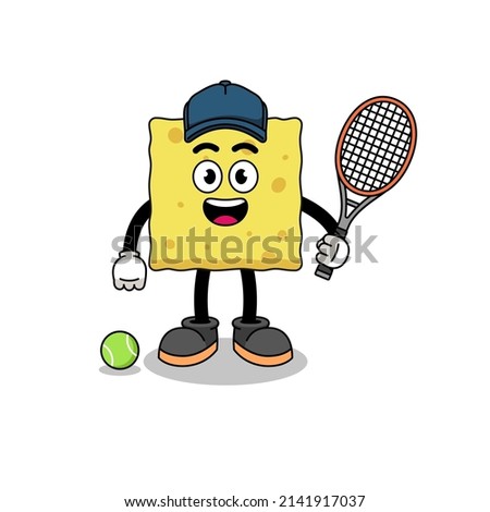 sponge illustration as a tennis player , character design