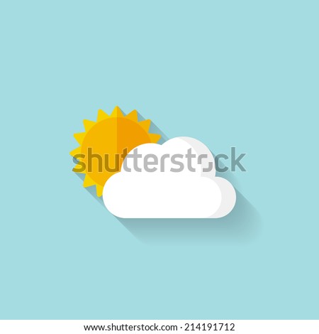 Flat sun and cloud weather web icon