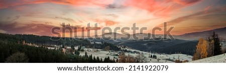 Beautiful mountain valley and mountains in late autumn, landscape, Ukraine, Europe