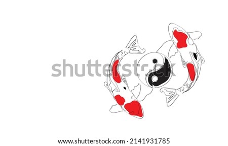 single line drawing of cute beauty koi fish. Modern continuous line draw design vector graphic illustration