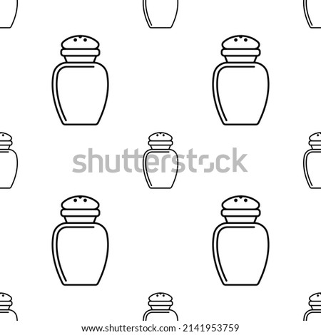 Salt Pepper Shaker Icon Seamless Pattern, Salt, Pepper Condiment Dispensers Pots Vector Art Illustration