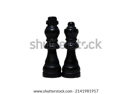 King and queen chess pieces on a white background