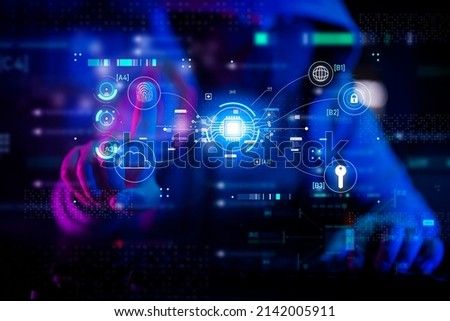 antonymous hacker online data hacking VPN Virtual Private Network, cybersecurity internet privacy technology computer cyber crime scam virus attack protection, identity privacy antivirus shield  Royalty-Free Stock Photo #2142005911