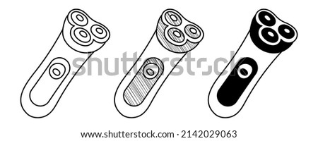 Set of hand drawn vector Electric Shaver in a doodle cartoon style