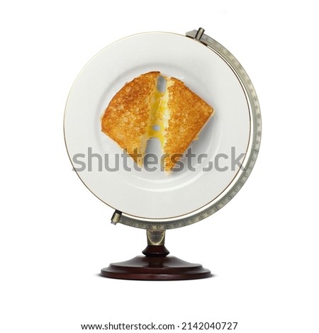 Grilled Cheese Sandwich Day, national Grilled Cheese Sandwich  Day, international Grilled Cheese Sandwich Day, world Grilled Cheese Sandwich Day,  plate on top of the globe stand