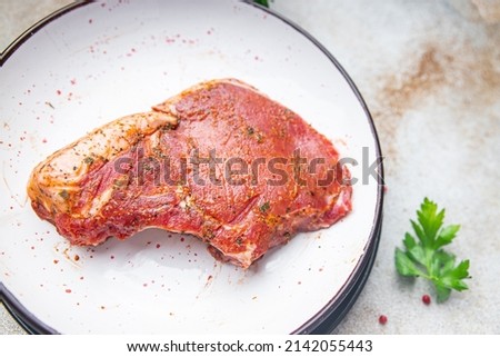 pork raw steak meat beef fresh meal food diet snack on the table copy space food background keto or paleo diet