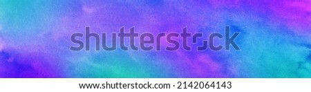 Purple blue green abstract watercolor background. Colorful art background with copy space for design. Web banner. Panoramic. Wide. Long.  Website header. Royalty-Free Stock Photo #2142064143