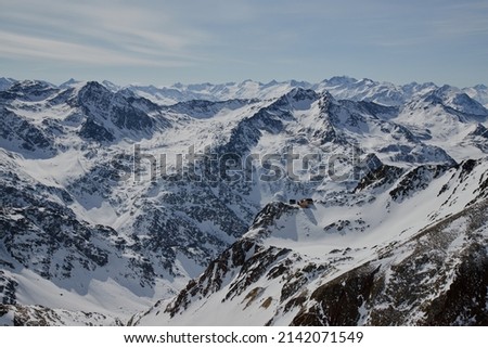Stubai glacier – MARCH 9, 2022: Ski resort on Stubai Glacier in Tirol. Stubai Glacier is largest glacier ski area in Austria. Royalty-Free Stock Photo #2142071549