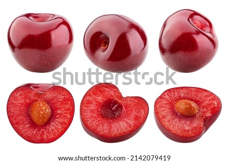 cherry isolated on white background, full depth of field, clipping path Royalty-Free Stock Photo #2142079419