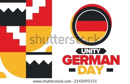 German Unity Day. Happy national holiday of unity, freedom and reunification. Deutsch flag. Celebrated annually on October 3 in Germany. Patriotic poster design. Vector illustration