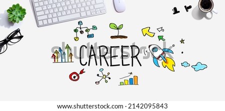 Career theme with a computer keyboard and a mouse