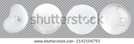 Clear skincare liquid gel drop with bubbles and color particles isolated on transparent background. skin gel stroke swatch . Royalty-Free Stock Photo #2142104793