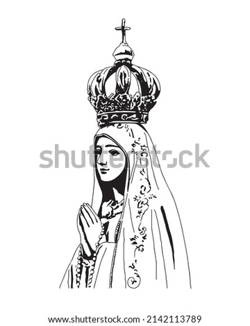 Our Lady of Fatima Illustration Virgin Mary catholic religious vector Royalty-Free Stock Photo #2142113789