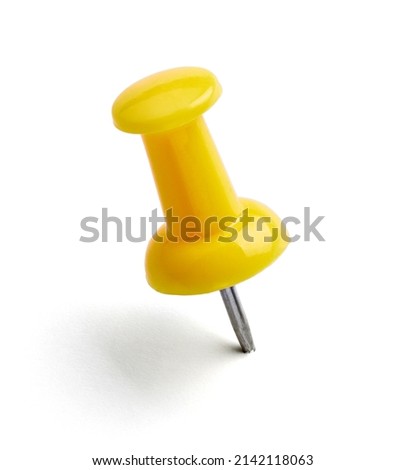 close up of push pin paperclip on white background Royalty-Free Stock Photo #2142118063