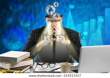 Conceptual image of a open minded Businessman,business solution concept 