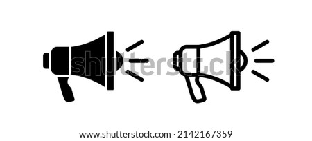 Speaker icon. Megaphone loudspeaker with voice recording or siren. Attribute for organizers and leading mass events. Royalty-Free Stock Photo #2142167359