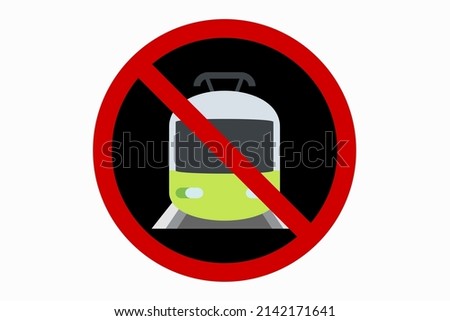 red and black prohibition sign with tram icon on white background,vector illustration