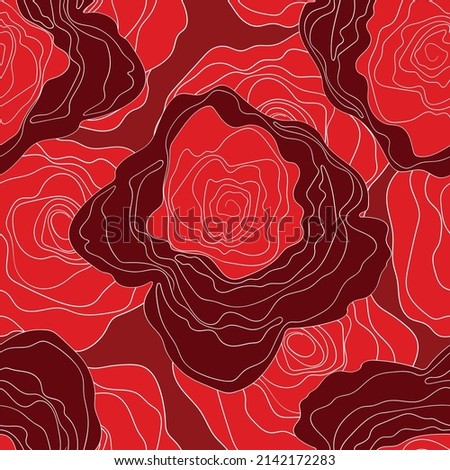 Spring colorful vector illustration with red roses. Cartoon style. Design for fabric, textile, paper. Holiday print for Easter, Birthday, 8 March. Flowers silhouette.