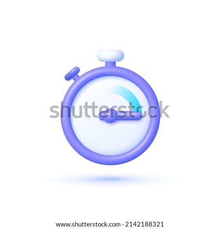 Timer in realistic style on white background. 3d timer. Realistic isolated vector. 3d vector illustration. Royalty-Free Stock Photo #2142188321