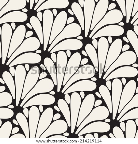 Seamless pattern. Stylized floral ornament. Geometric stylish background. Vector repeating texture with scallops