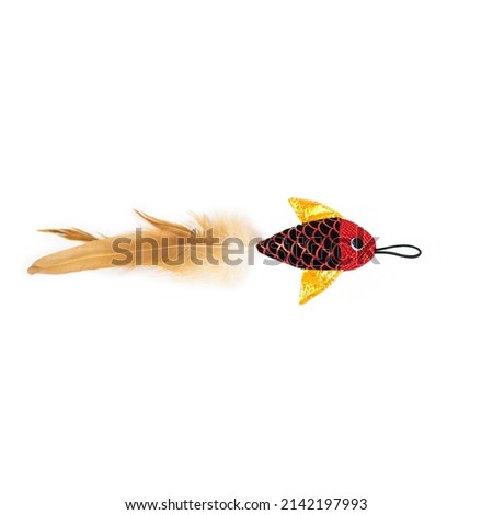 fish feather red toys for cat and dog