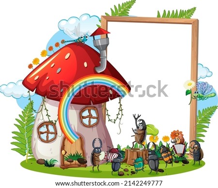 Insect with wooden frame board banner illustration