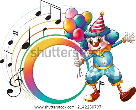 Cute clown with blank music note template illustration