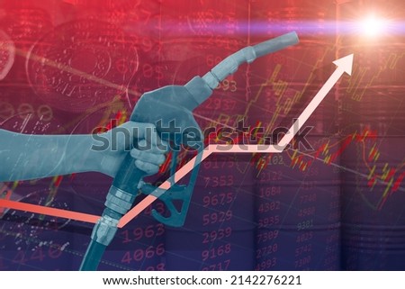 Fuel gas price hit new high record. Gasoline global cost rising concept. Royalty-Free Stock Photo #2142276221