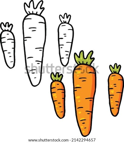 Vector illustration of a carrot. perfect for practice coloring, practice drawing, prints, wallpapers, packaging paper designs, textiles, ect. Royalty-Free Stock Photo #2142294657